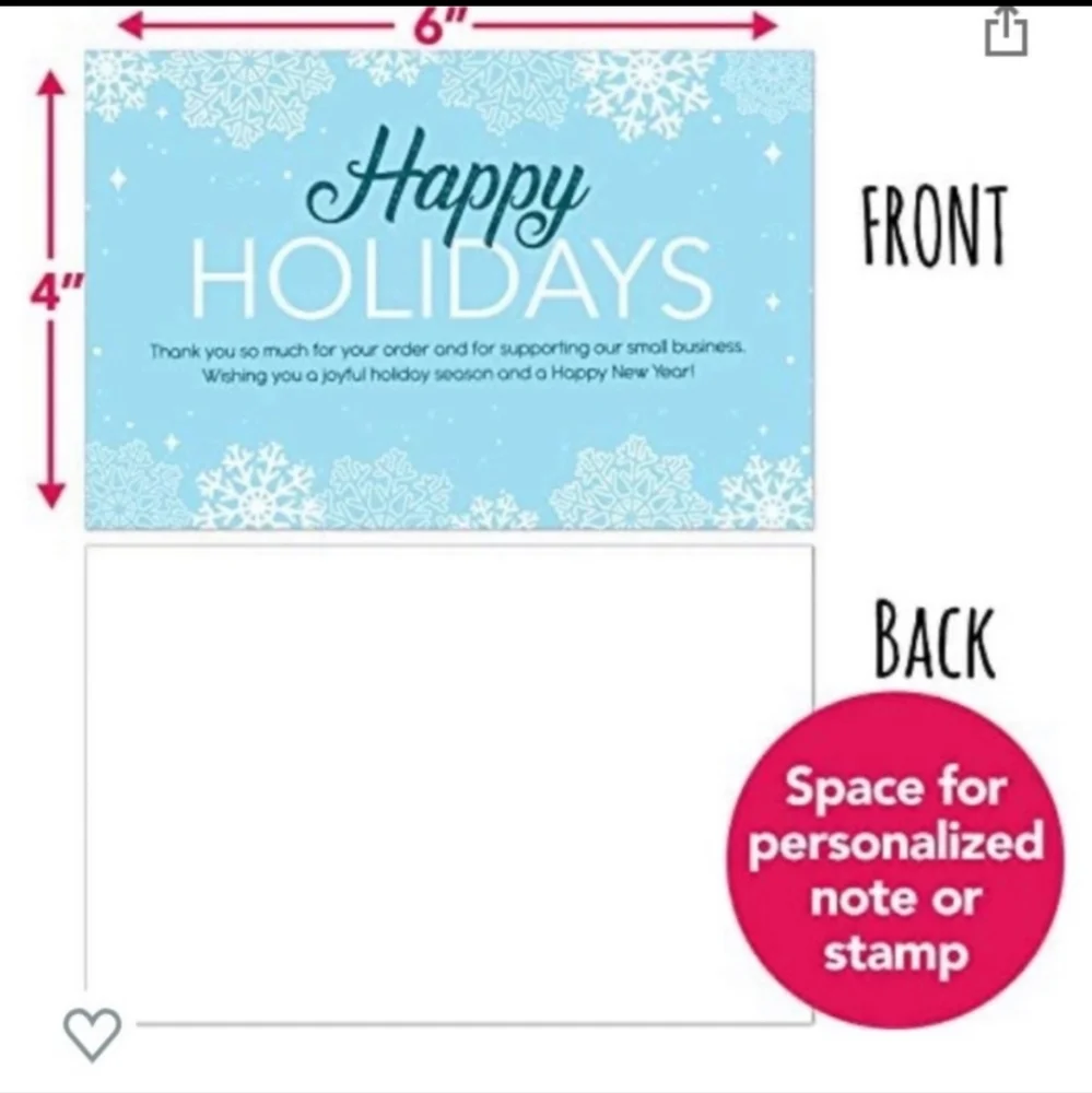 25 Happy Holidays 4X6 Thank you…